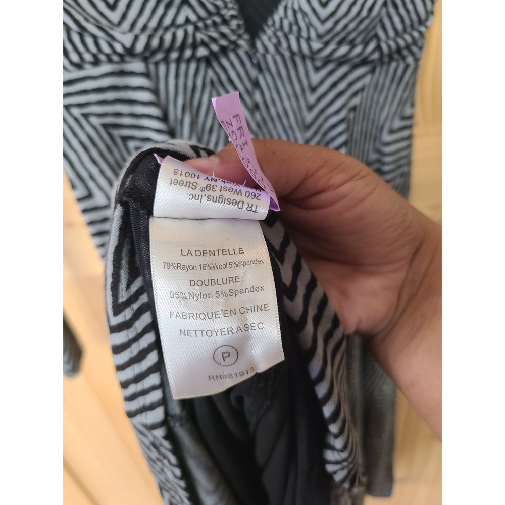Tracy Reese Dress Womens S Grey Black Chevron Long Sleeve Fit Flar - Picture 5 of 6